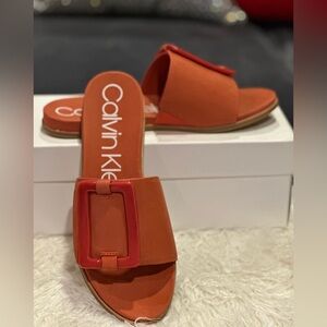 Calvin Klein Patreece Oversized Buckle Open Toe Sandal